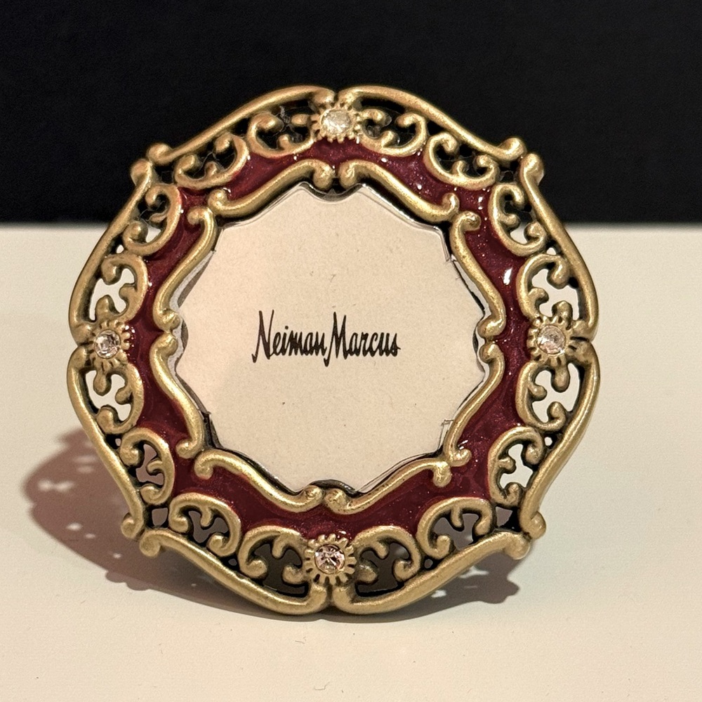 Jay Strongwater Neiman Marcus Gold and Red Picture Frame Petite